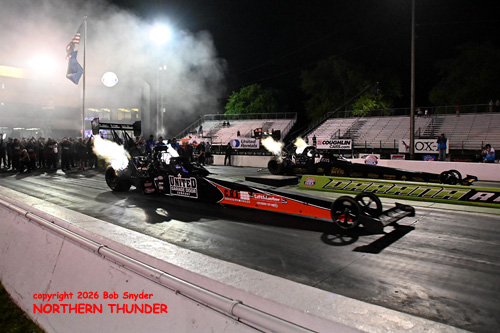 'Gary Pritchett (near lane) vs 
Tripp Tatum (far lane)